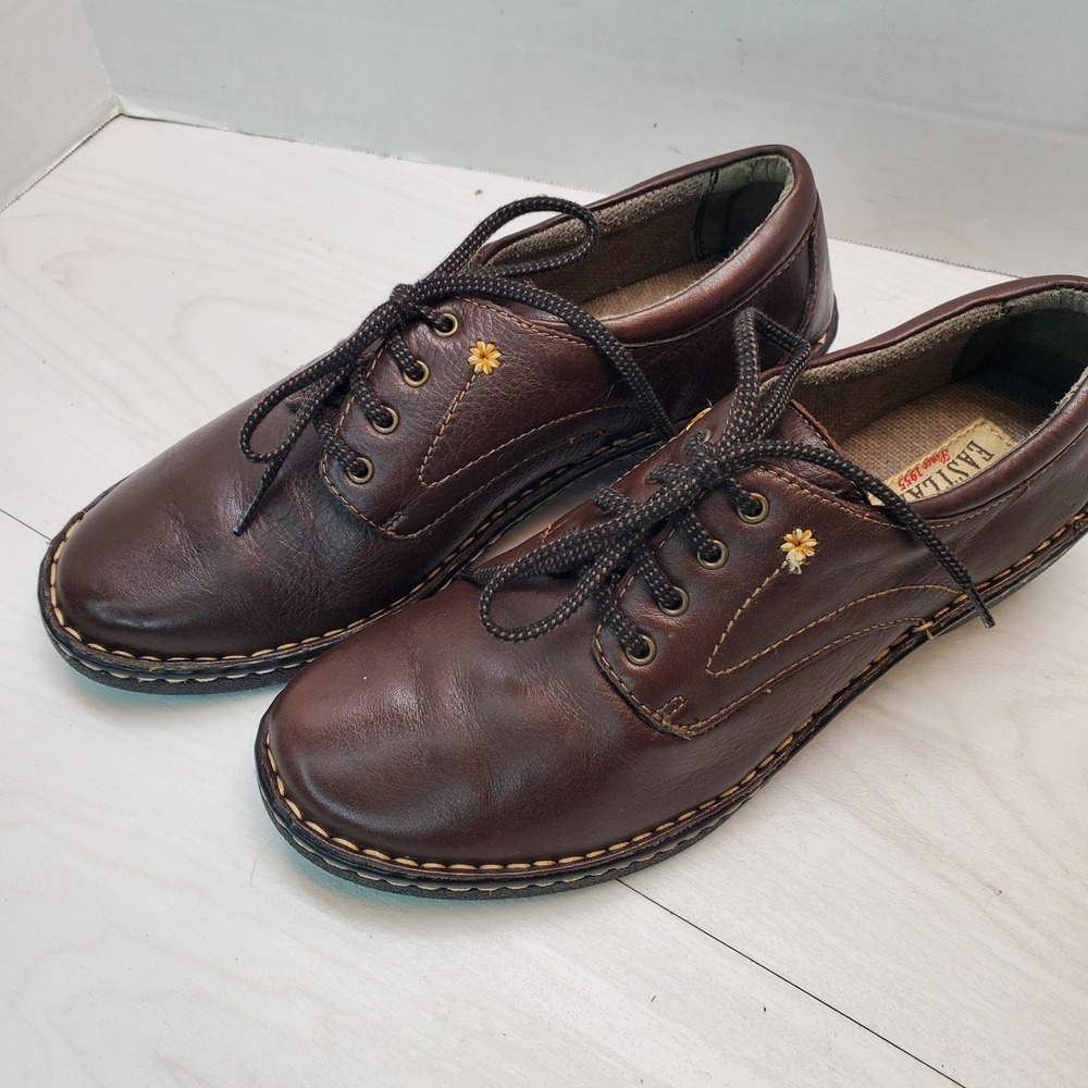 Eastland Foreside Brown Leather Oxford Shoes Womens 10M Block Heel Granola Boho